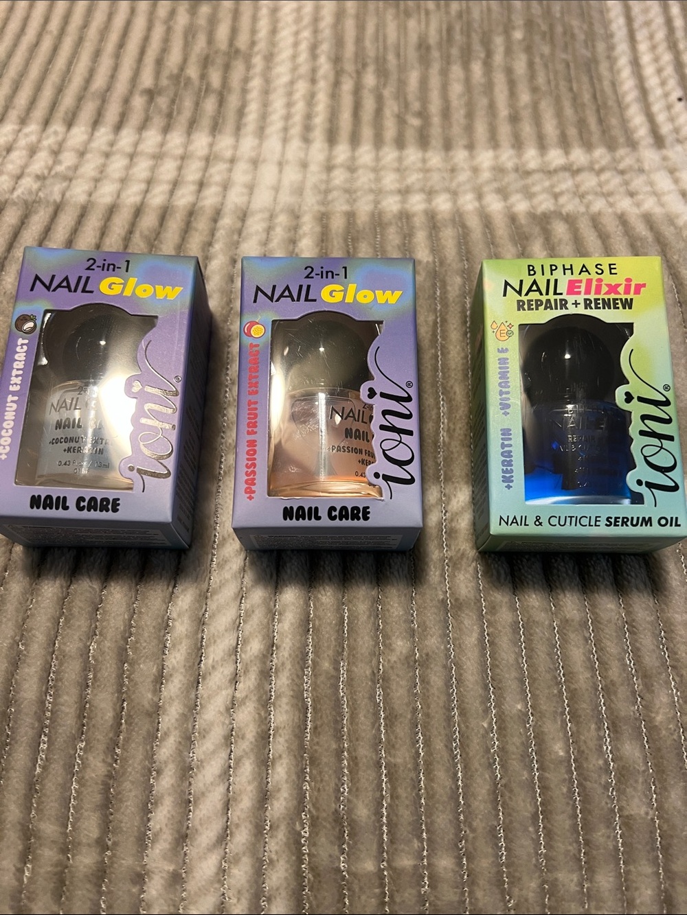 2-in-1 Nail Glow & Biphase Nail Elixir Trio - Purple, Lavender, Green